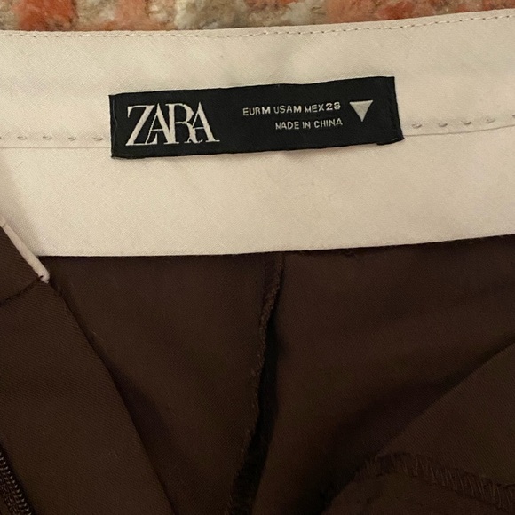 NWOT ZARA straight leg brown dress pants with front pockets - Picture 4 of 4